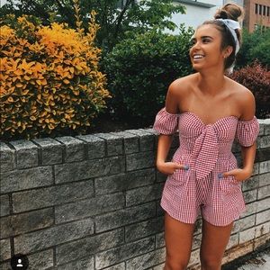 Gingham red and white romper